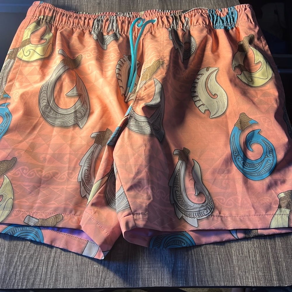 Psycho Tuna Mens Bone Fish Hook Boardshorts Color Salmon Size XL
